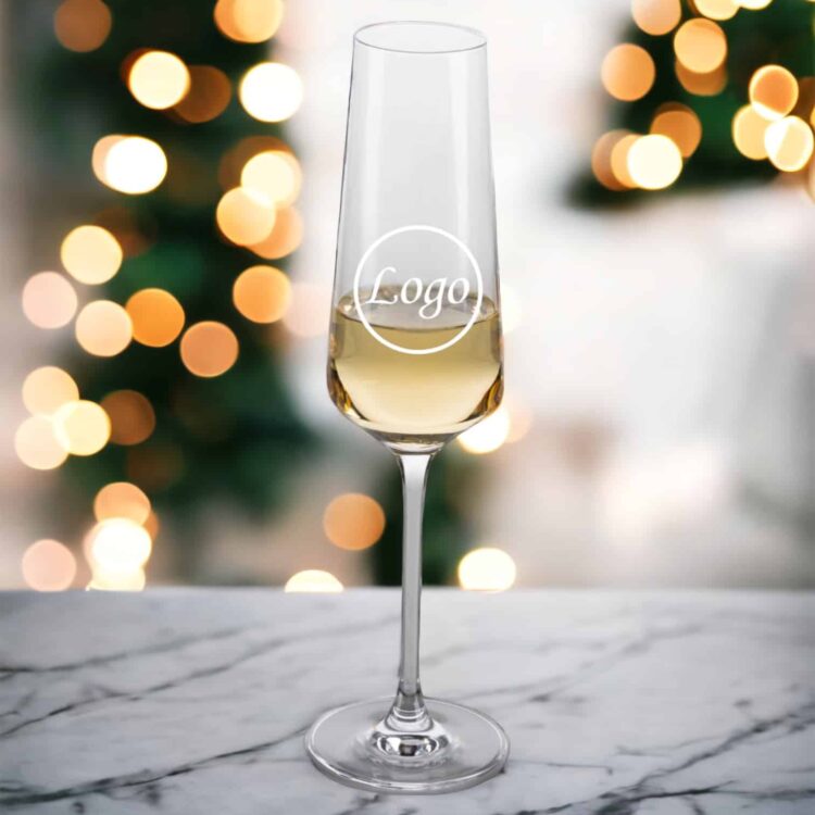 Champagneglas med logotyp