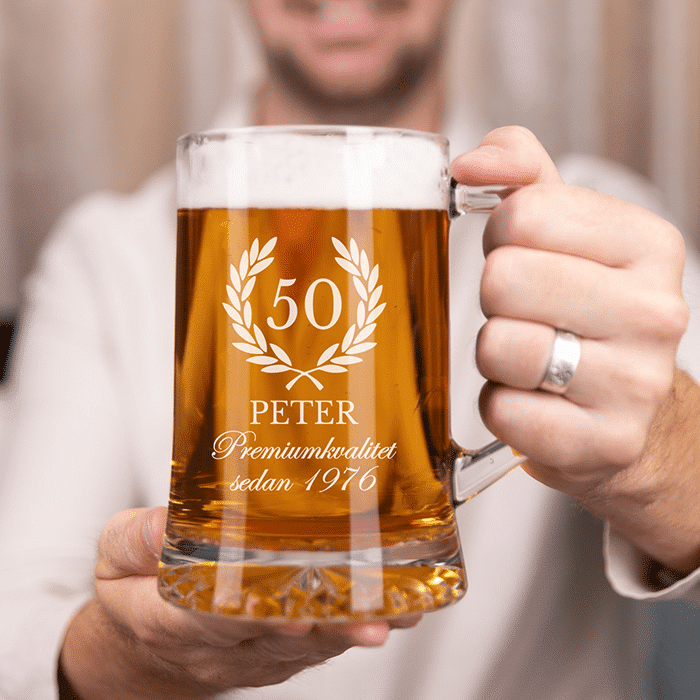 Ölsejdel med gravyr