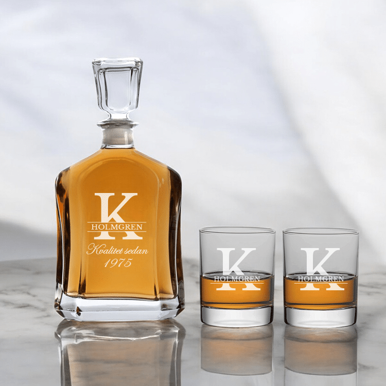 Karaff och glas med namn – Till honom