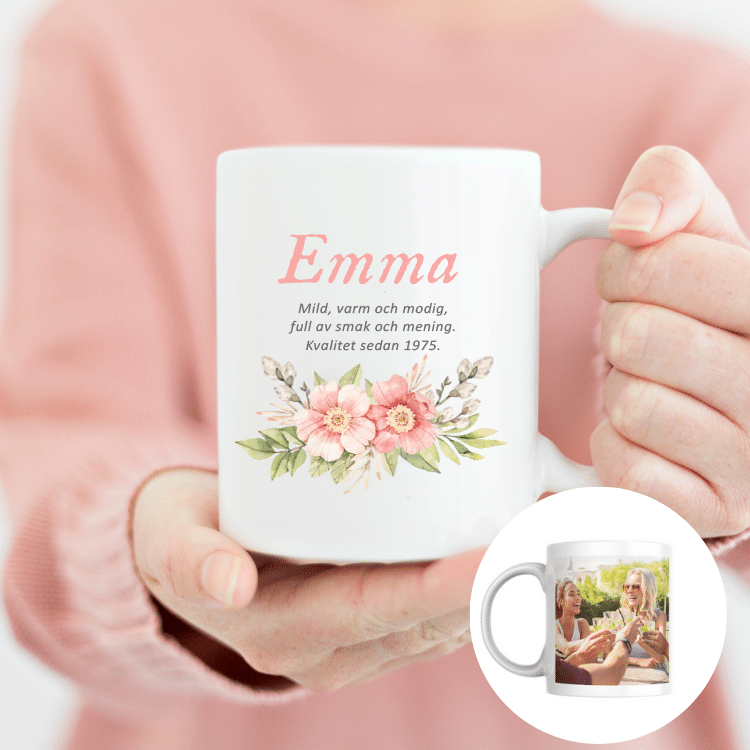 Mugg med egen text och bild, 50-årspresent