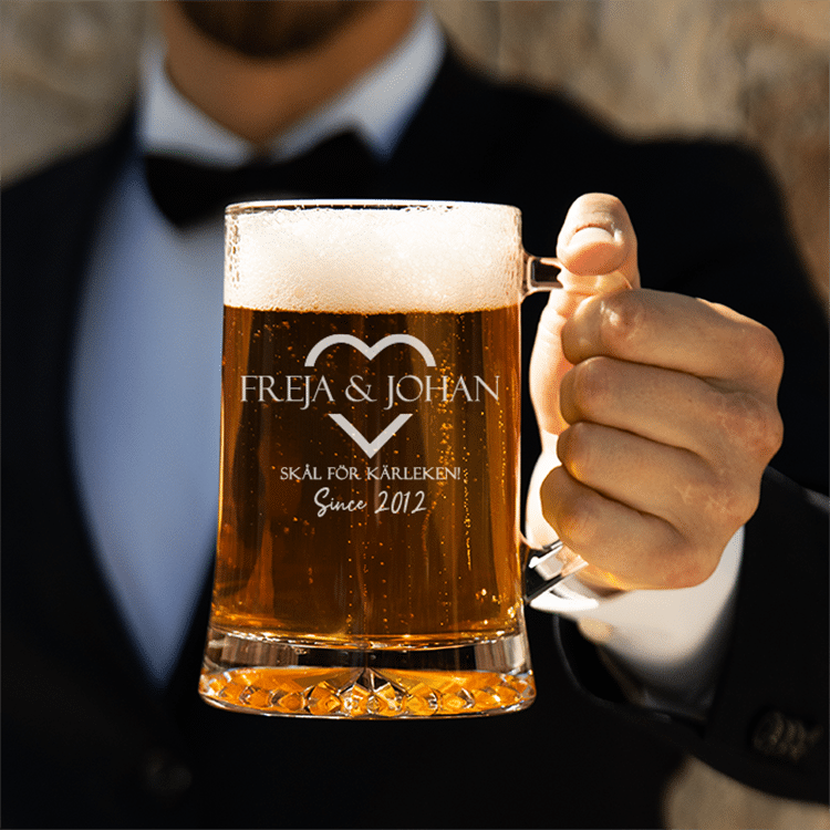 Ölsejdel med gravyr, hjärta