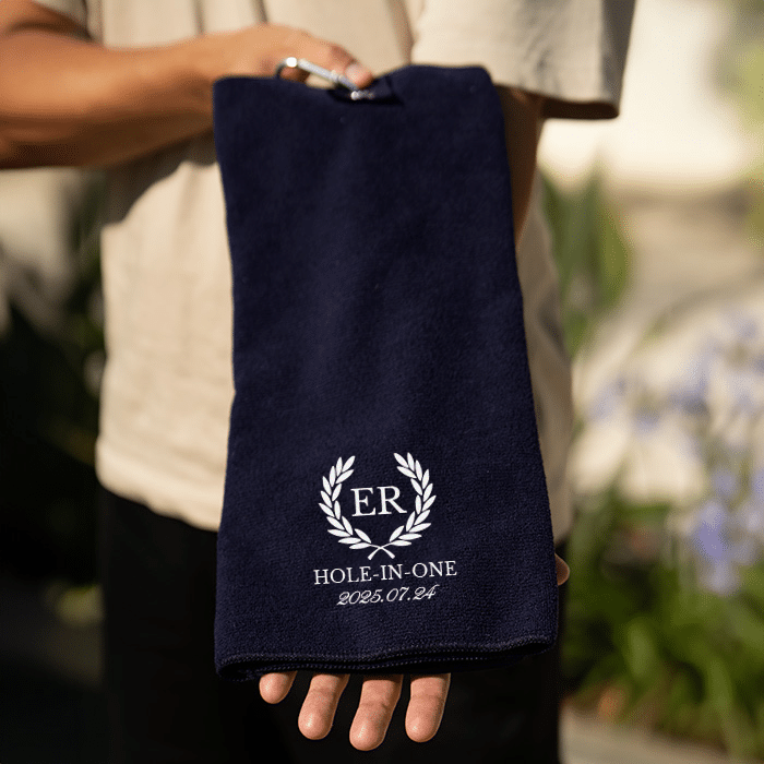 Golfhandduk med brodyr - Marinblå