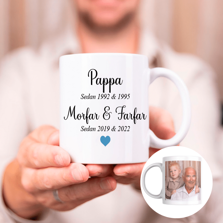 Mugg med text och foto – Farfar & Morfar
