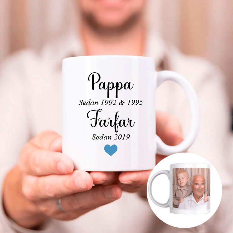 En personligt tryckt mugg är en perfekt present till pappa.