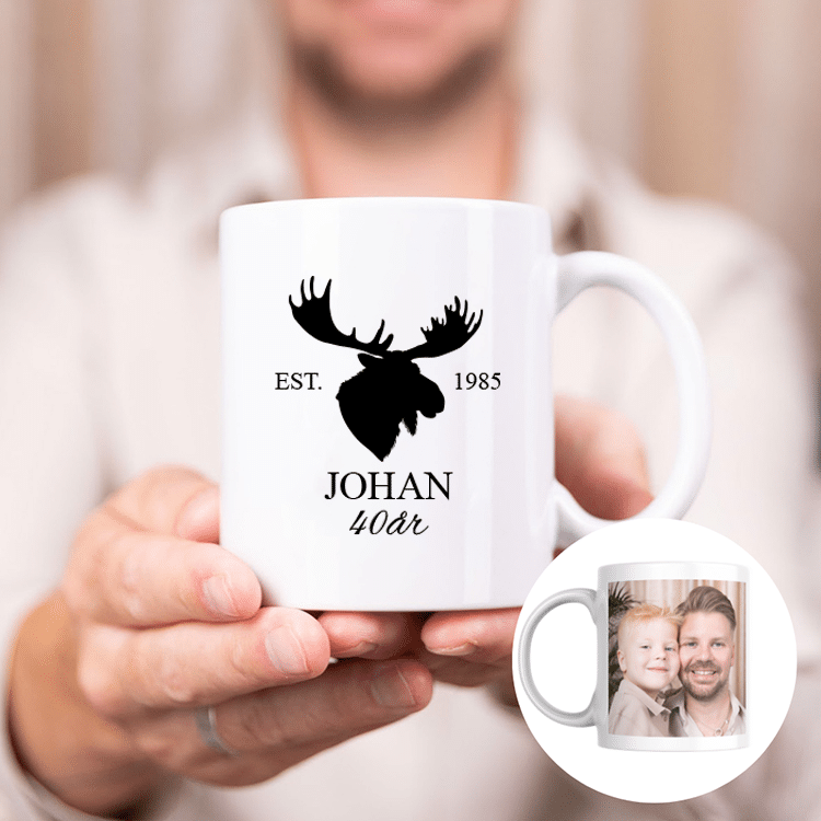 Mugg med tryck, älg, 40-årspresent