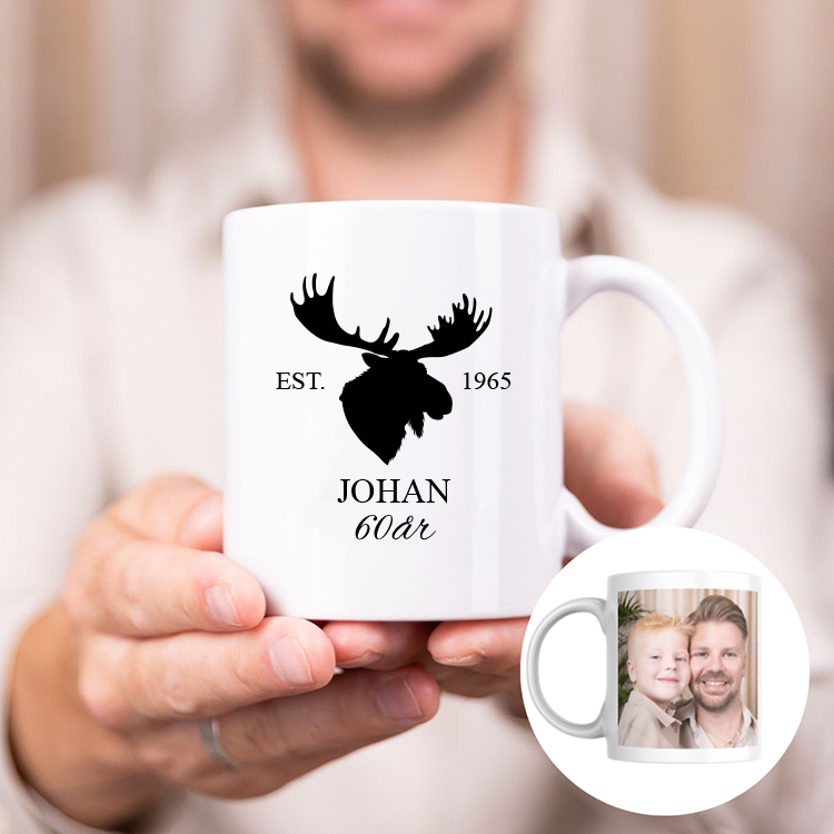 Mugg med tryck, älg, 60-årspresent
