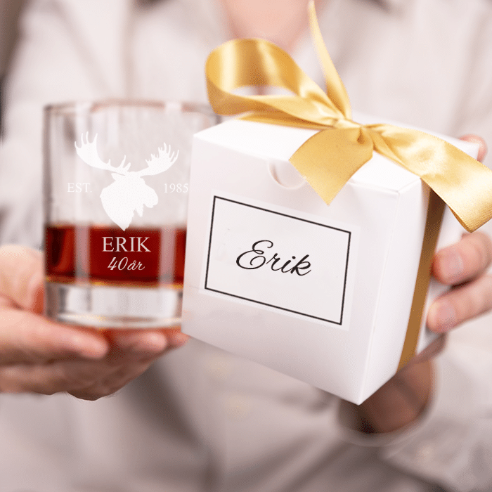 Whiskyglas med gravyr, älg - Bild 3