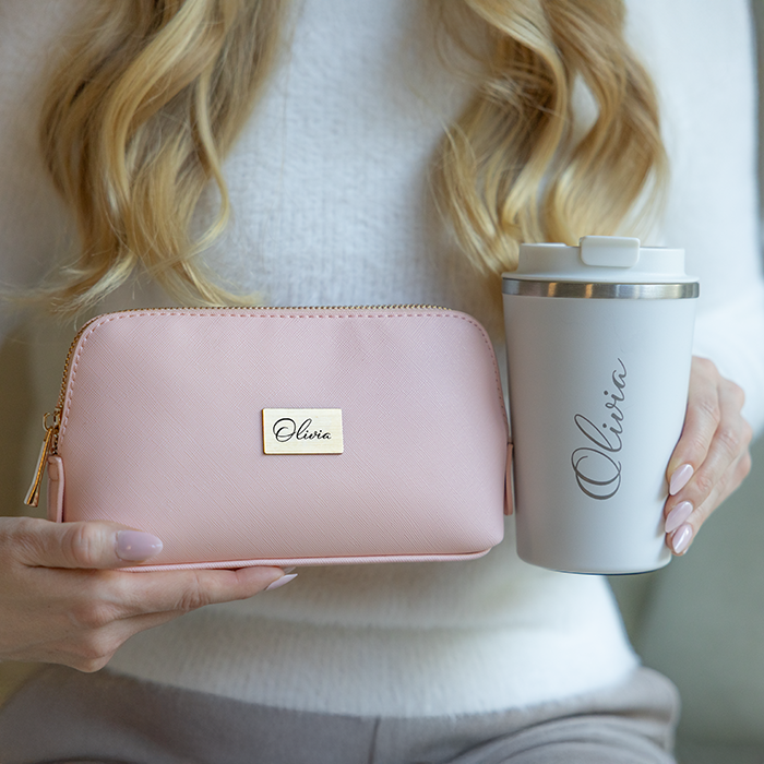 Sminkväska och termosmugg – Presentset