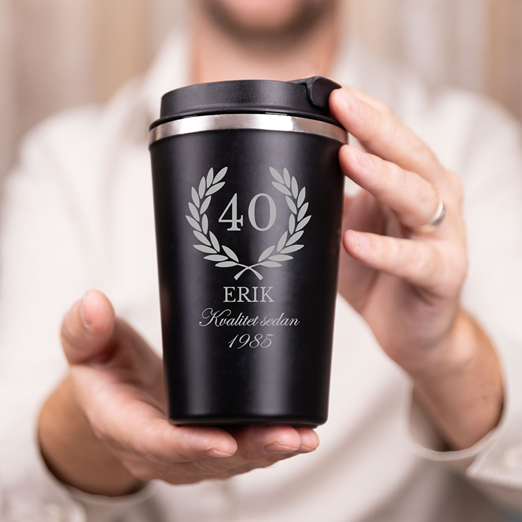 Termosmugg med namn, 40-årspresent