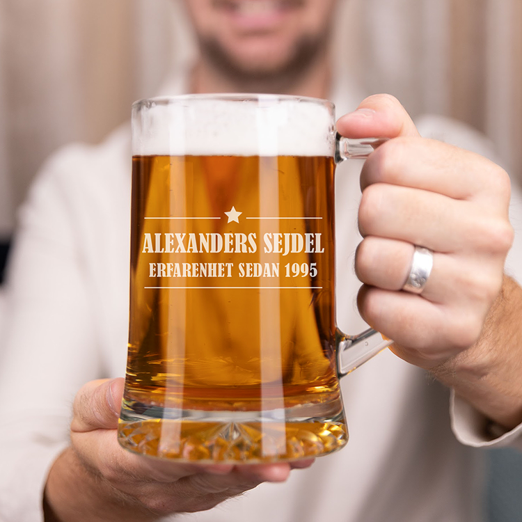 Ölsejdel med gravyr – 30-årspresent