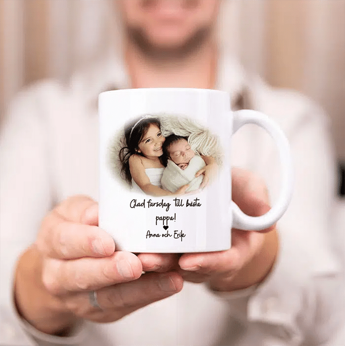 Mugg med foto och text, farsdagspresent