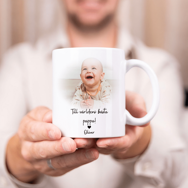 Mugg med foto och text, farsdagspresent