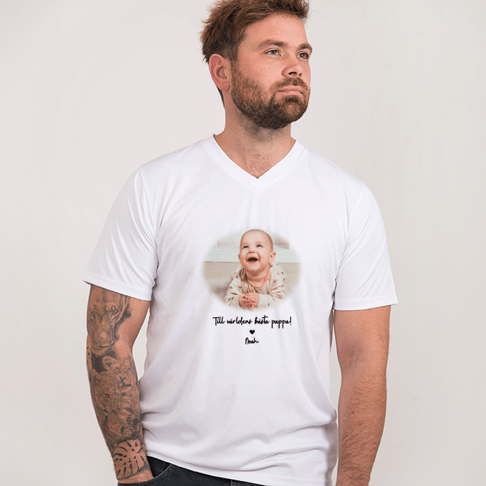 T-shirt med foto och text – Pappa