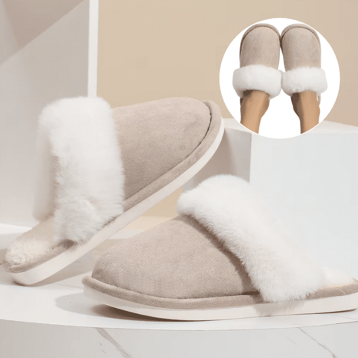 Mjuka pälsfodrade tofflor