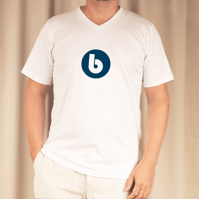 Herr T-shirt med V-ringning och logotyp