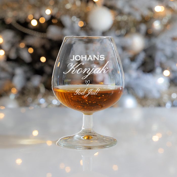 Konjaksglas med gravyr – Jul