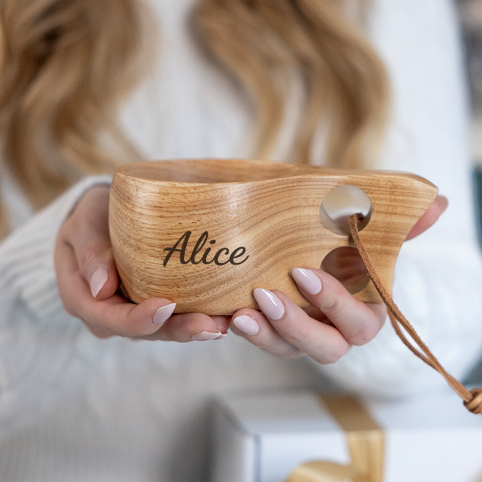 Kåsa med gravyr, ljus - Jul