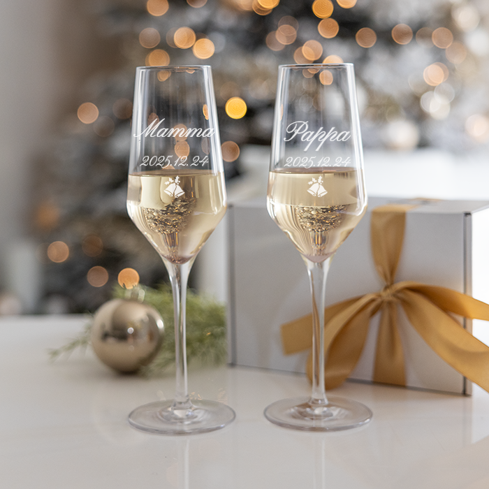 Champagneglas med gravyr, 2 st, jul - Bild 2