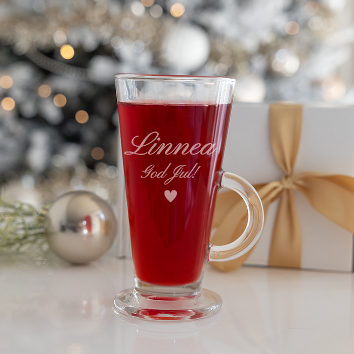 Glögglas med gravyr