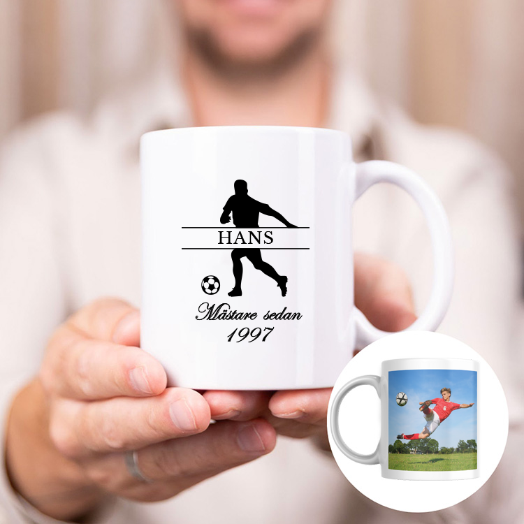 Mugg med tryck är en rolig gåva.