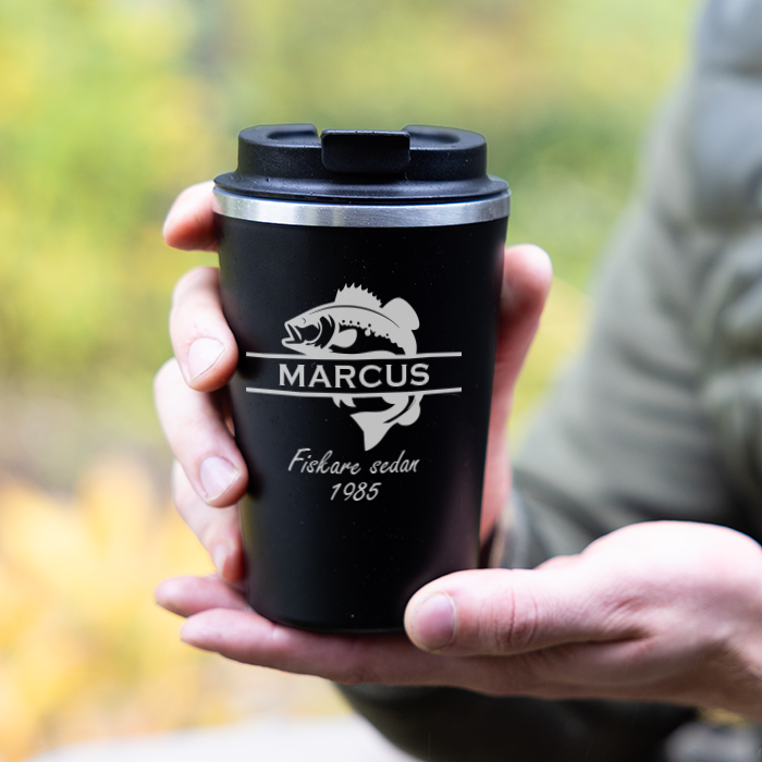 Termosmugg med gravyr, fiske