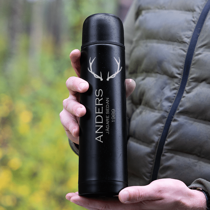 Termosflaska med gravyr, eget viltmotiv