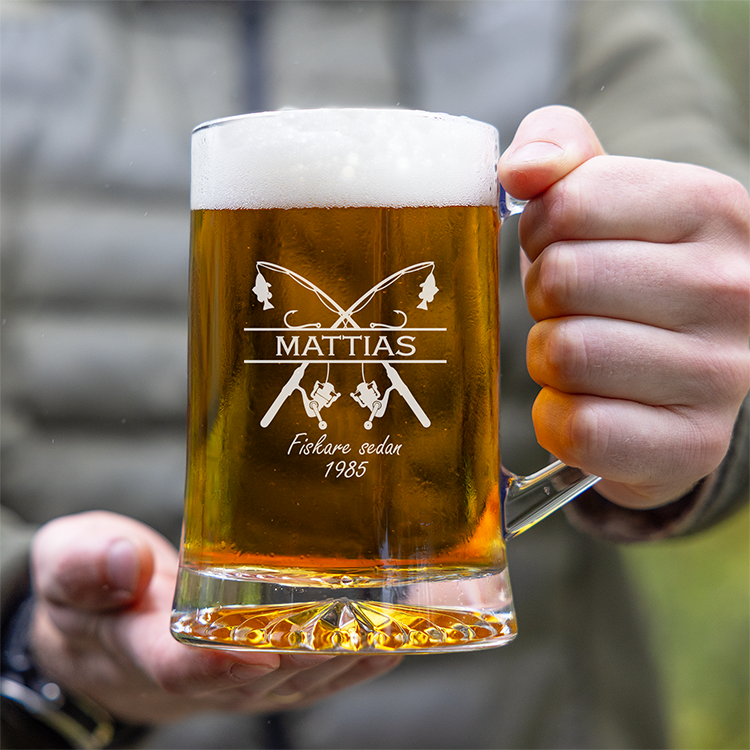 Ölsejdel med gravyr, fiske