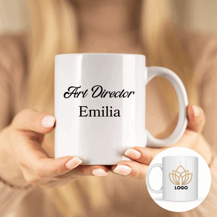 Mugg med egen logotyp och text