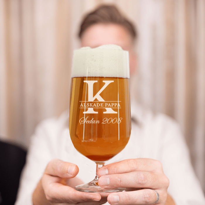 Ölglas med gravyr till pappa