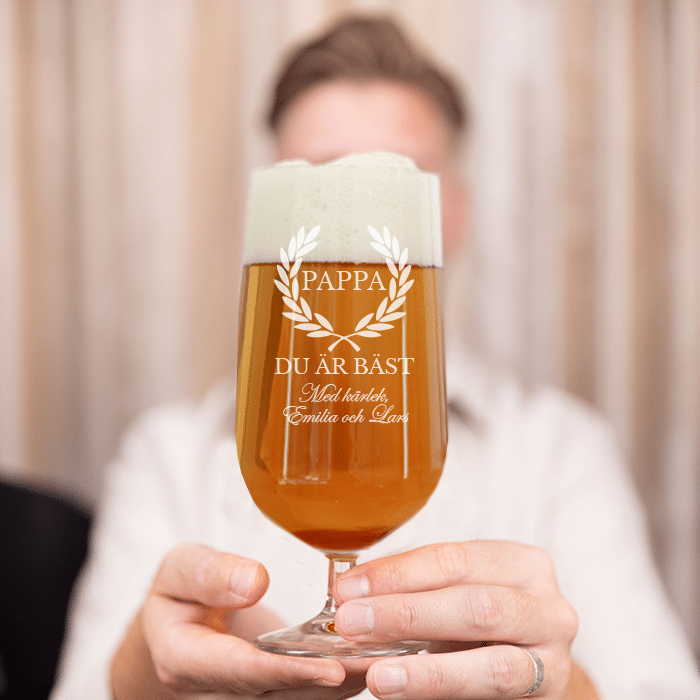 Ölglas med gravyr till pappa