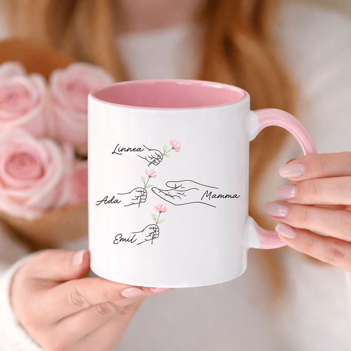 Mugg med tryck, blomma till mamma