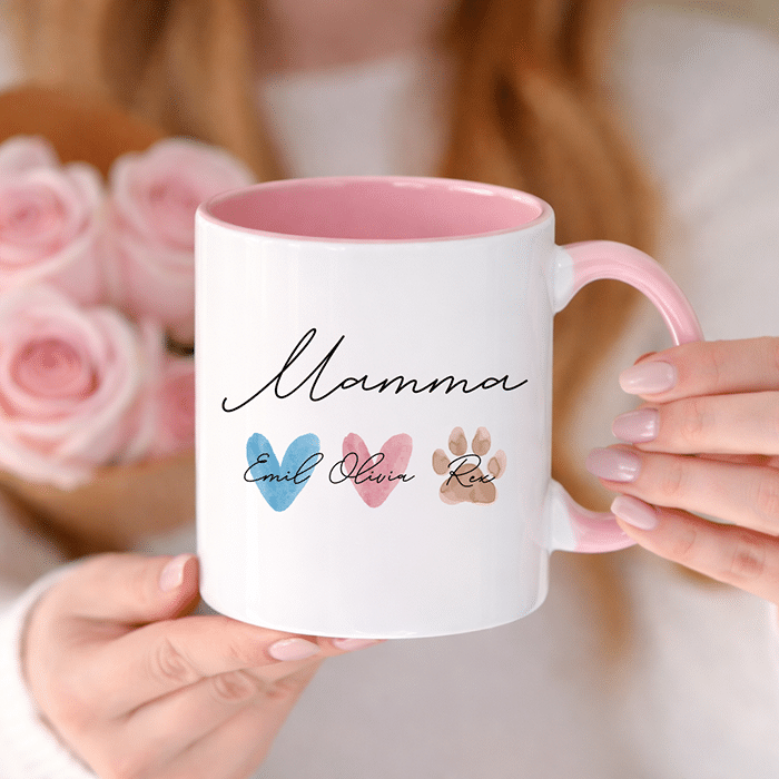 Mugg med tryck, hjärtan - Bild 3