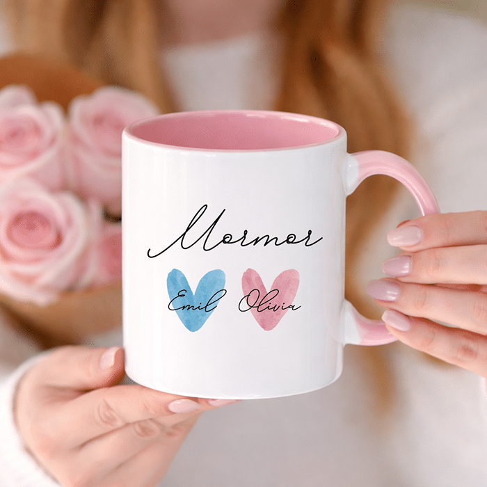 Mugg med tryck, hjärtan - Bild 2