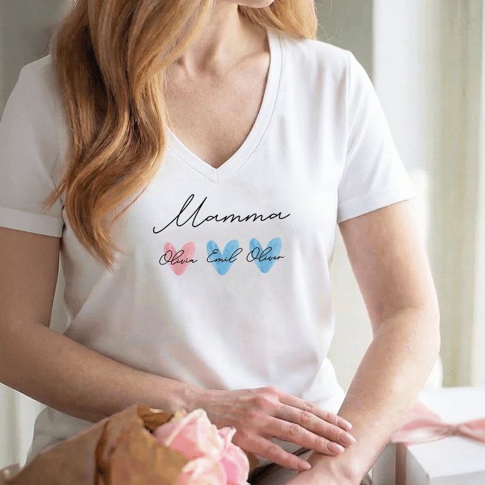 T-shirt med tryck, hjärtan